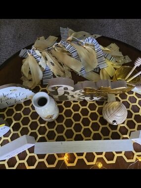 Bee Themed Table Decor Accent - Yellow, Black & White